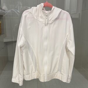 GB girls White Lightweight Zip-Front Hooded Windbreaker Jacket